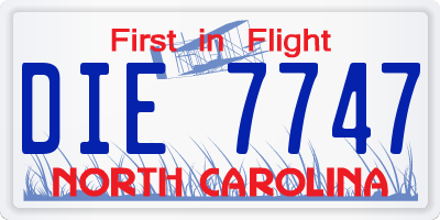 NC license plate DIE7747