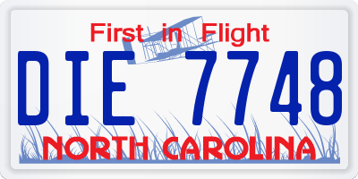 NC license plate DIE7748