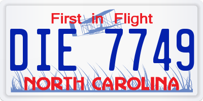 NC license plate DIE7749