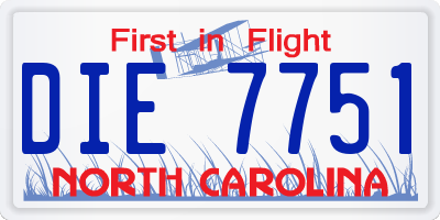 NC license plate DIE7751