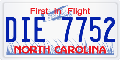 NC license plate DIE7752