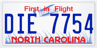 NC license plate DIE7754