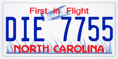 NC license plate DIE7755