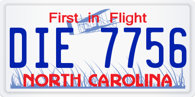 NC license plate DIE7756