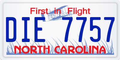 NC license plate DIE7757