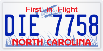 NC license plate DIE7758