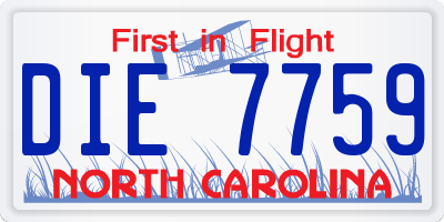 NC license plate DIE7759