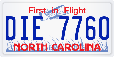 NC license plate DIE7760