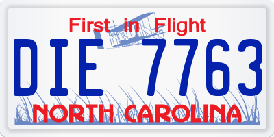 NC license plate DIE7763