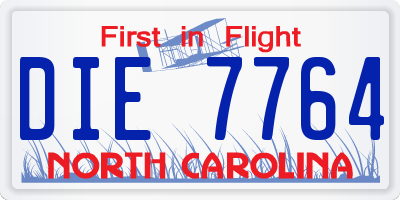 NC license plate DIE7764