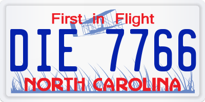 NC license plate DIE7766
