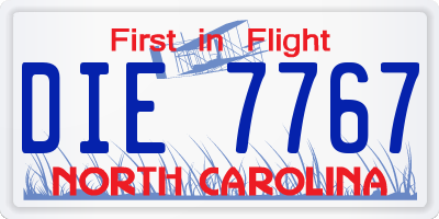NC license plate DIE7767