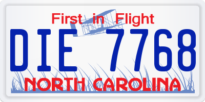 NC license plate DIE7768