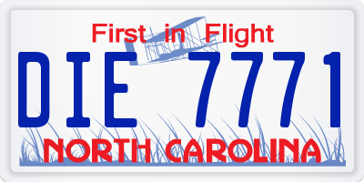 NC license plate DIE7771