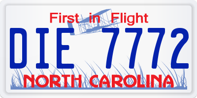 NC license plate DIE7772