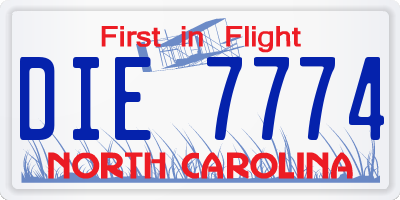 NC license plate DIE7774