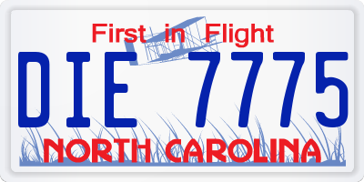 NC license plate DIE7775