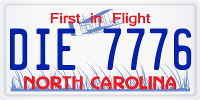 NC license plate DIE7776