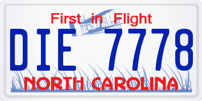 NC license plate DIE7778