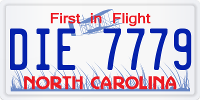 NC license plate DIE7779