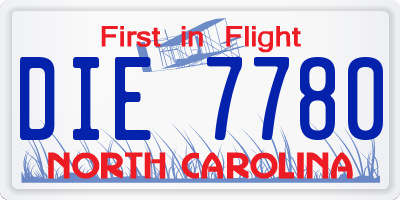 NC license plate DIE7780