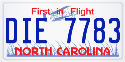 NC license plate DIE7783