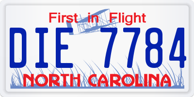 NC license plate DIE7784