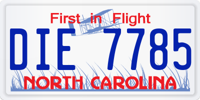 NC license plate DIE7785