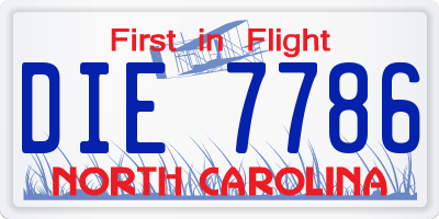 NC license plate DIE7786