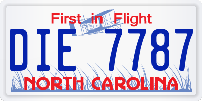 NC license plate DIE7787