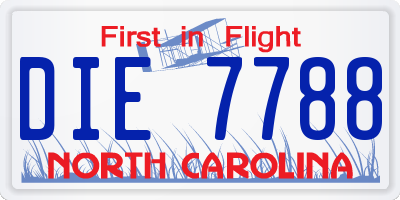 NC license plate DIE7788