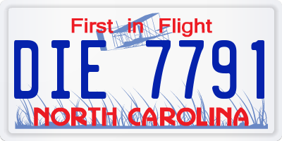 NC license plate DIE7791