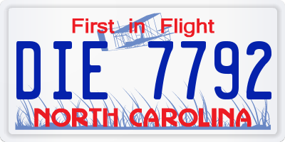 NC license plate DIE7792