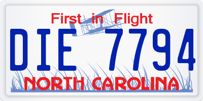 NC license plate DIE7794