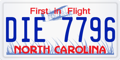 NC license plate DIE7796