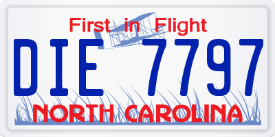 NC license plate DIE7797