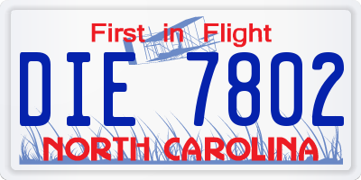 NC license plate DIE7802