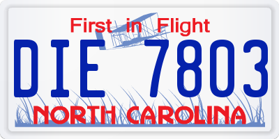 NC license plate DIE7803