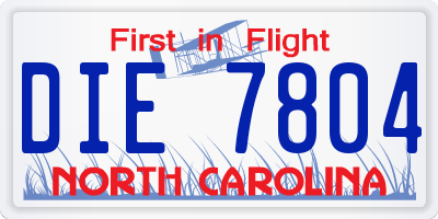 NC license plate DIE7804