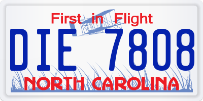 NC license plate DIE7808