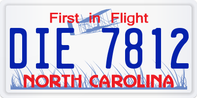 NC license plate DIE7812