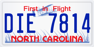 NC license plate DIE7814