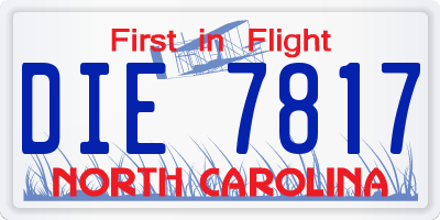 NC license plate DIE7817