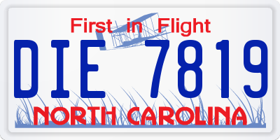 NC license plate DIE7819