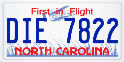 NC license plate DIE7822