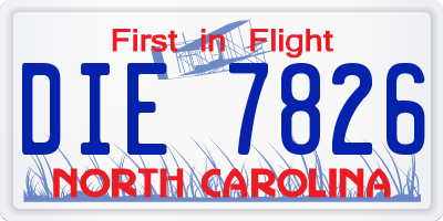 NC license plate DIE7826