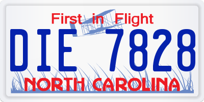 NC license plate DIE7828