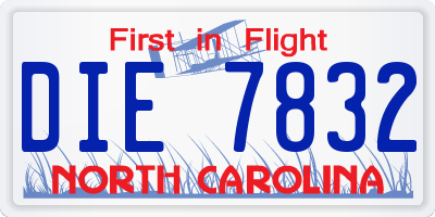 NC license plate DIE7832