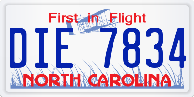 NC license plate DIE7834