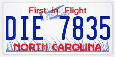 NC license plate DIE7835